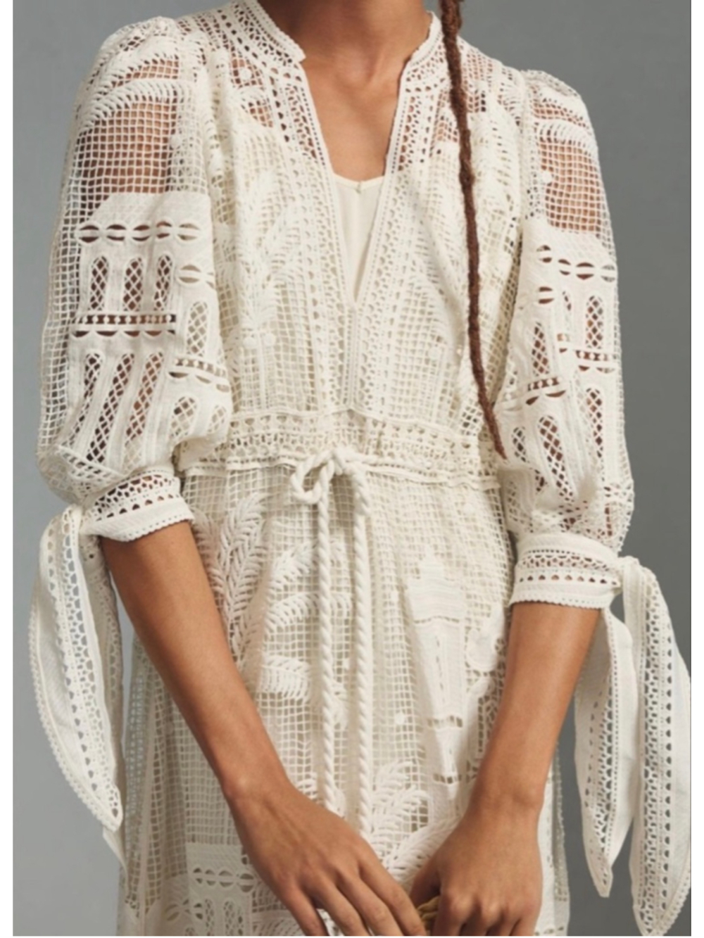 FARM Rio Morada Boa Guipure Lace Maxi Dress Cream - Picture 6 of 12